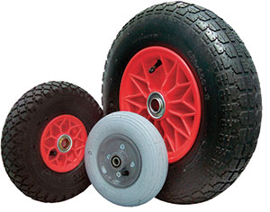 Plastic-centred tube type wheels