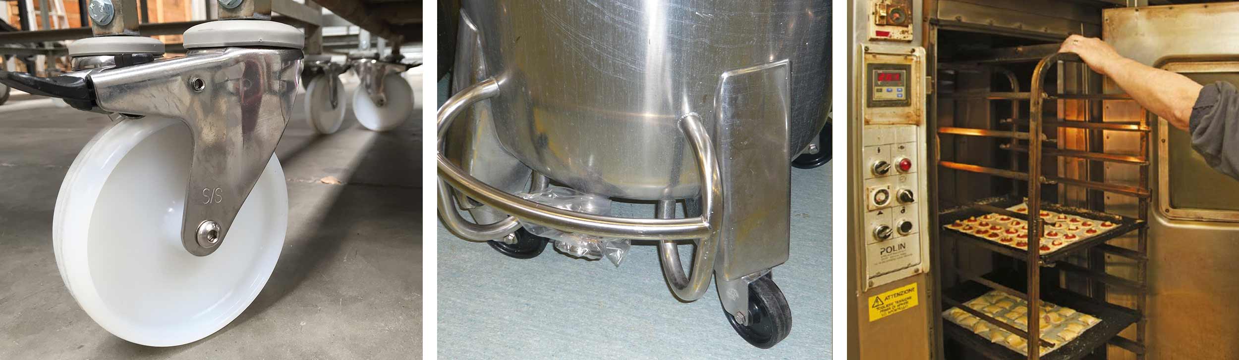 Specialised castors for ovens, freezers, wet areas or corrosive environments