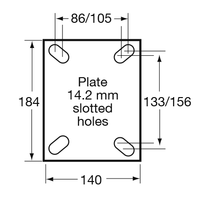 V Series castor mount drawing