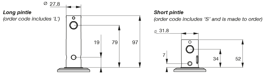 O Series castor mount drawing