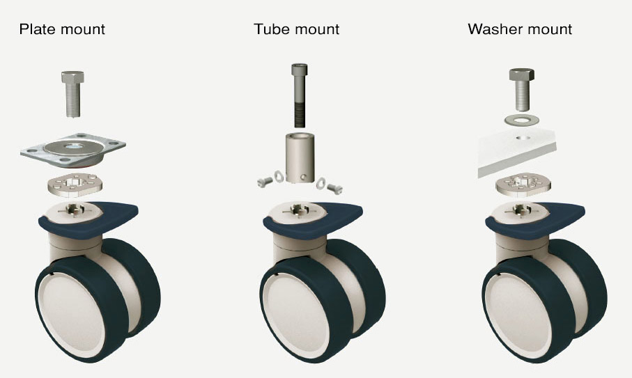 illustration of plate, tube and washer mounts