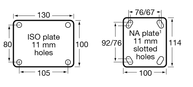 O Series castor mount drawing