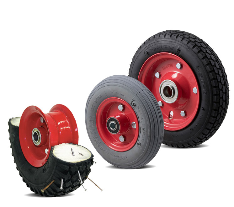 Puncture-proof wheels with steel rims