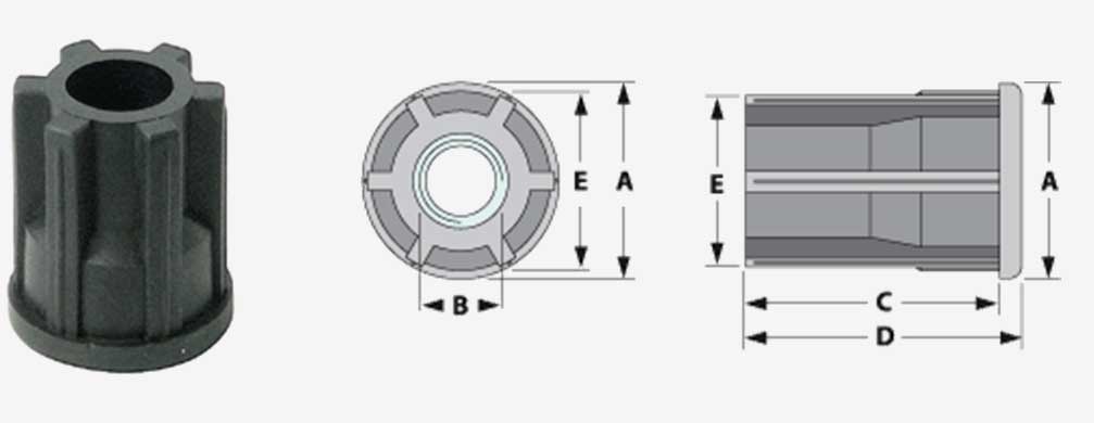round knock-in tube ends