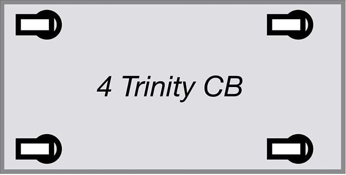 World's best practice castor configuration: 4 Trinity complete brake (CB)
