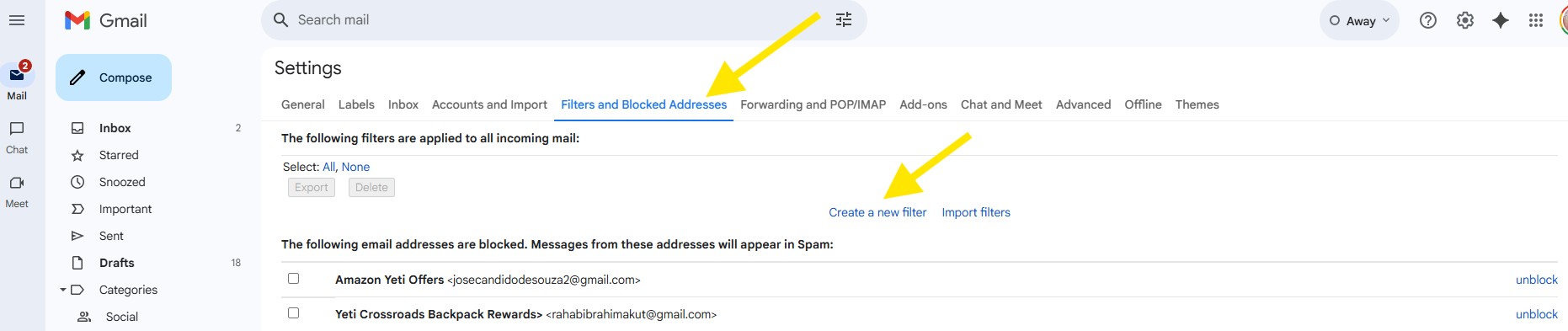 Emails whitelisting in Gmail