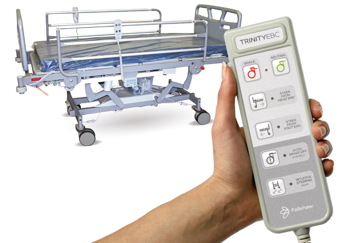 Hospital bed castors (Trinity EBC) with hand control