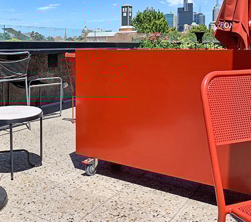 Outdoor cafe equipment with M Series castors Outdoor cafe equipment with M Series castors