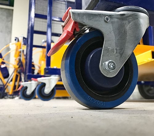 Materials handling equipment fitted with high-resilience rubber M Series castors Materials handling equipment fitted with high-resilience rubber M Series castors