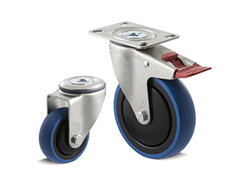 Blue rubber castors with high-resilience wheels