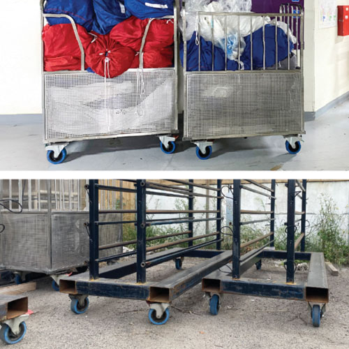 Heavy duty blue rubber castors