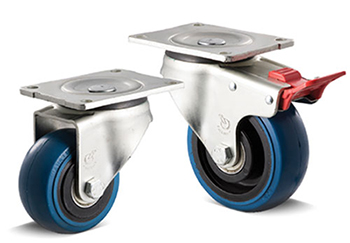 Blue rubber castors with high-resilience wheels