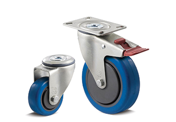 Blue rubber castors with high-resilience wheels