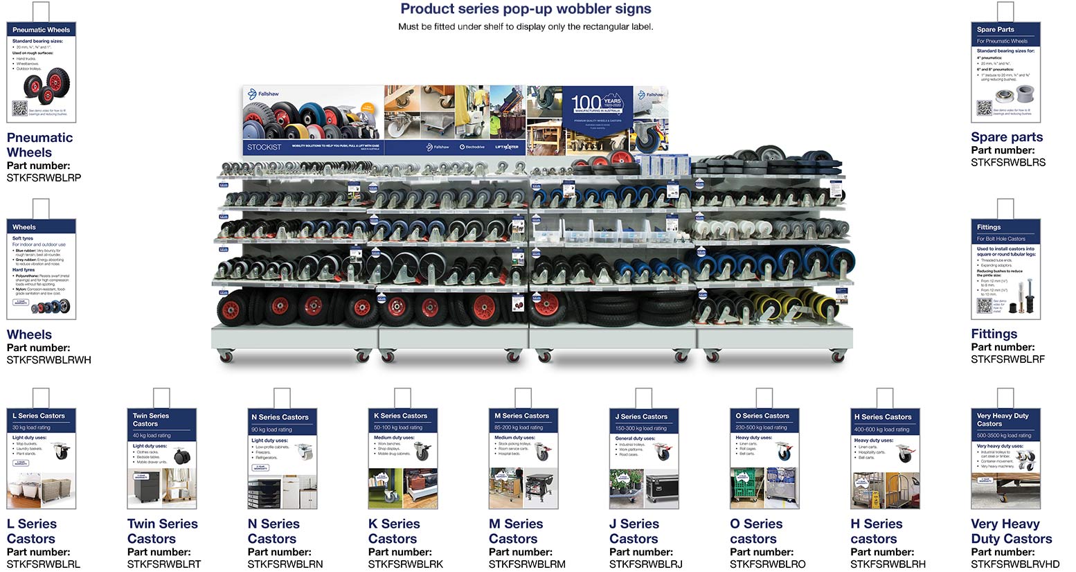 Fallshaw Visual merchandise: Product series wobbler signs